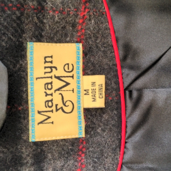 Medium black, grey, and red Maralyn & Me peacoat - Picture 5 of 5